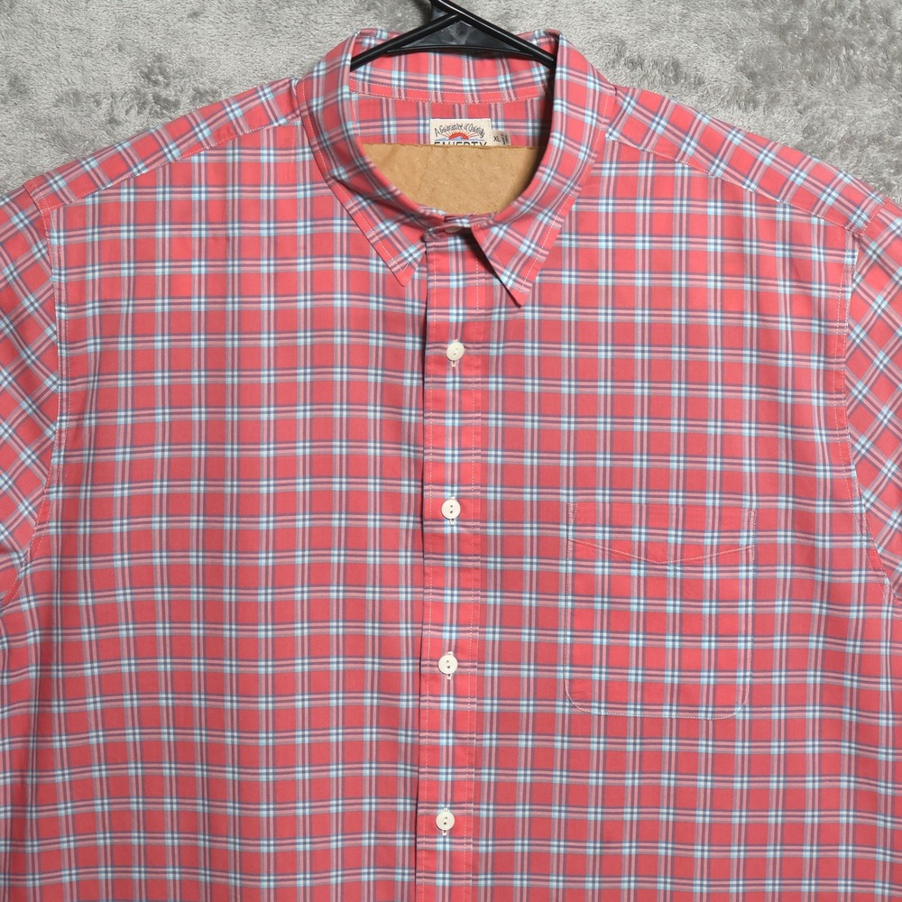 Faherty Shirt Mens XL Pink Blue Plaid Long Sleeve Casual Gorpcore Cottagecore
